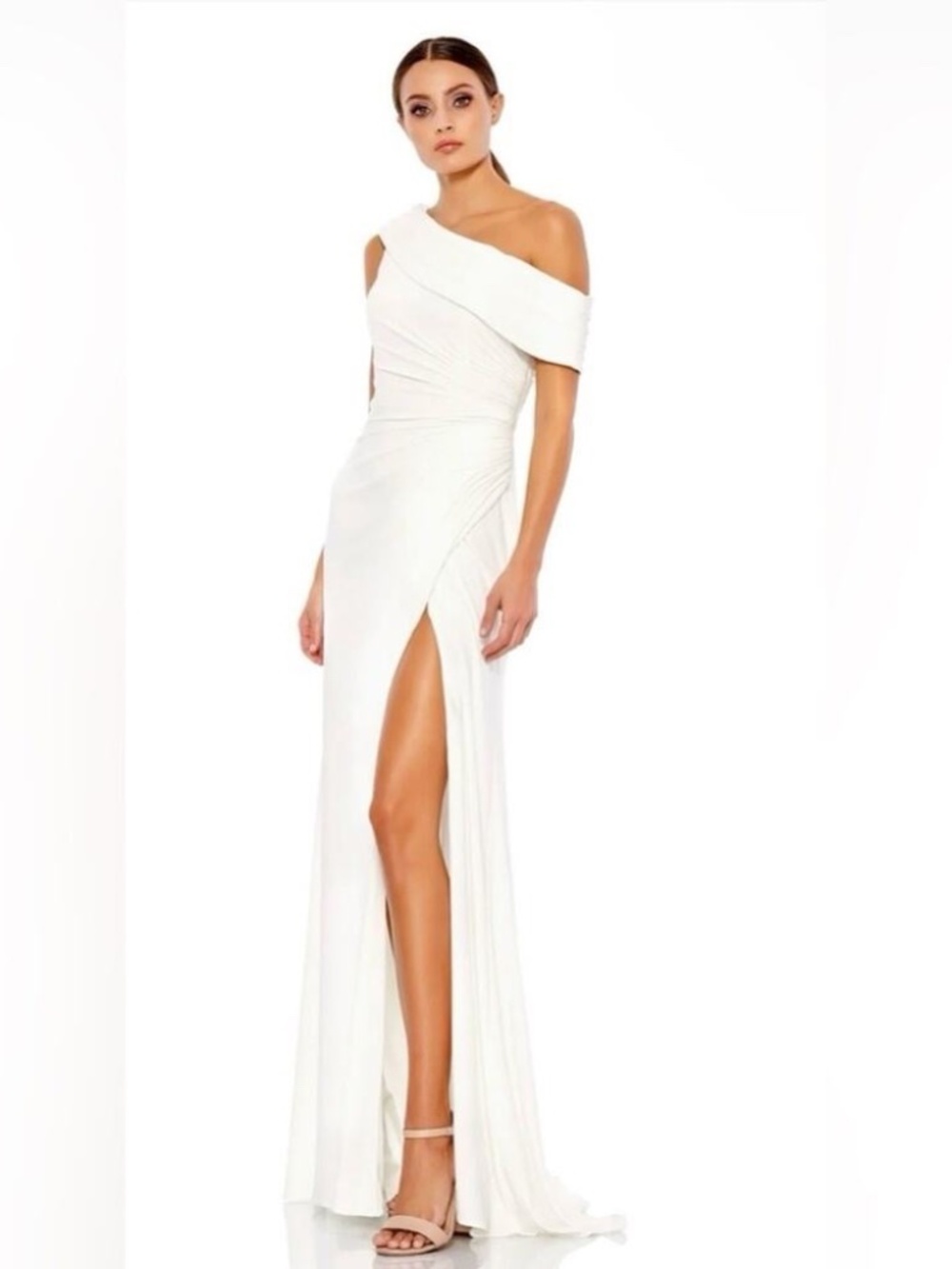 NWT Ieena for Mac Duggal 26517 Foldover off-the-shoulder jersey gown size 8